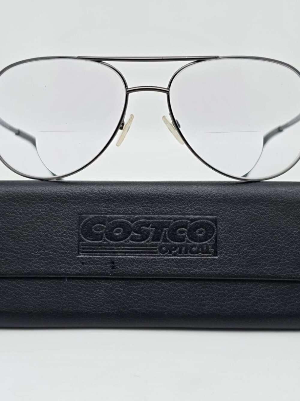 Kirkland Signature Cruze 1888186 Gunmetal Aviator Eyeglasses Frame w/ Case Italy